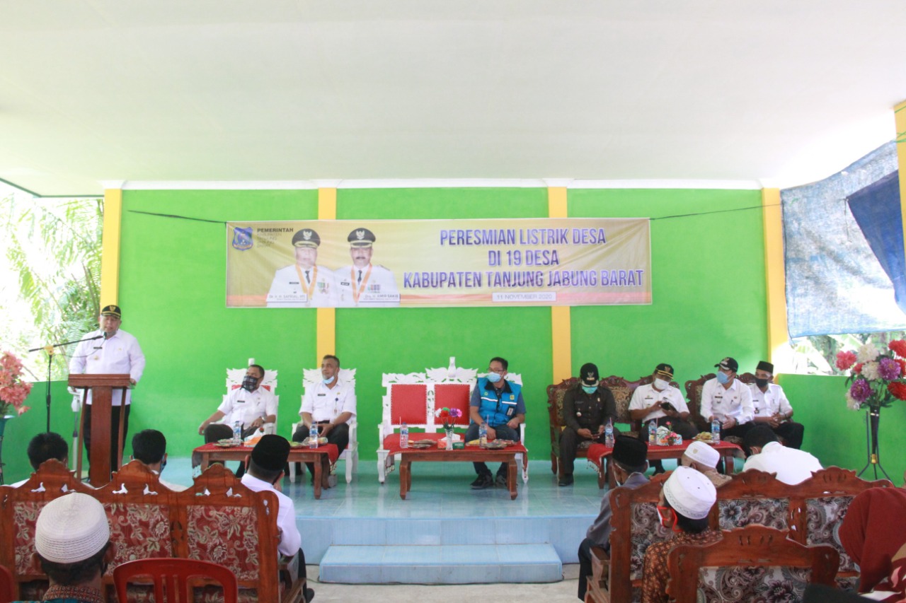Jaringan Listrik 19 Desa di Tiga Kecamatan Kabupaten Tanjabbar Resmi Beroperasi