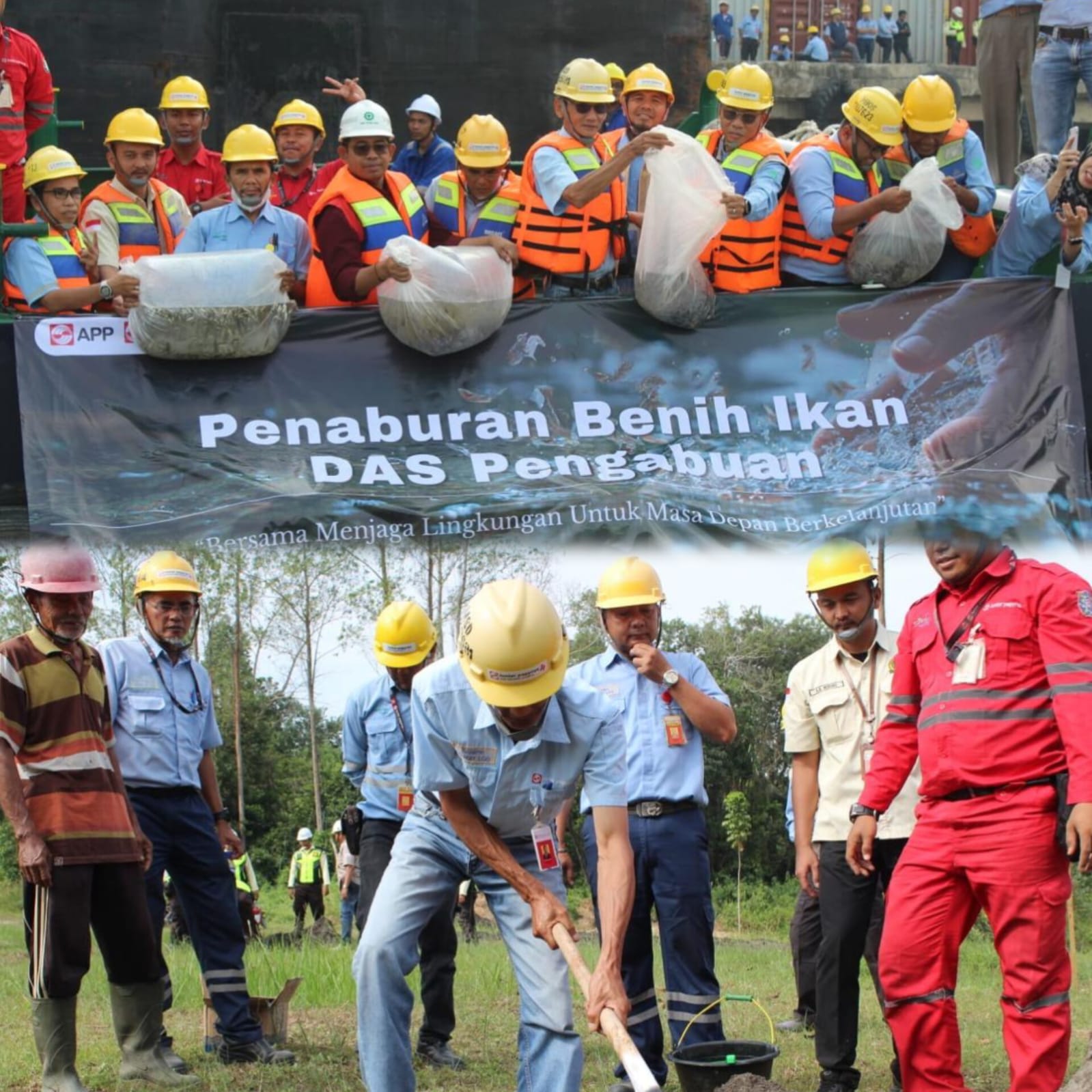HUT Provinsi Jambi, APP Group Melalui PT LPPPI dan PT WKS Tanam Bibit Pohon dan Tebar Benih Ikan